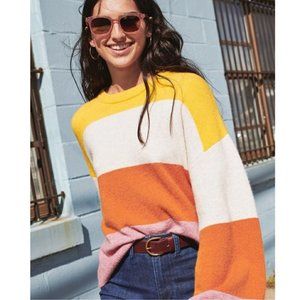 Madewell Striped Gladwell Balloon Sleeve Pullover Sweater Large NWT
